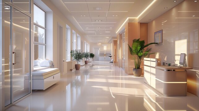 Bright and inviting reception space with contemporary design and greenery