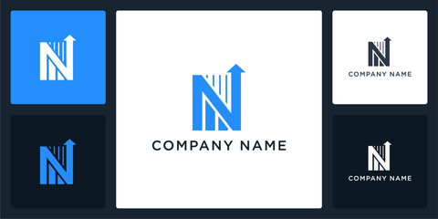 Letter N financial technology logo and icon editable vector