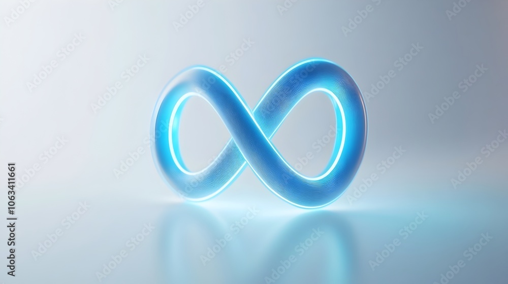 Poster infinity loop symbol as modern digital loading background in cool blue and white gradient