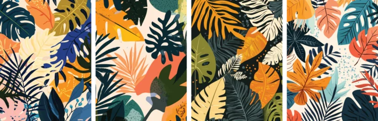 Abstract art background colorful nature wallpaper tropical leaves botanical pattern jungle plants monstera leaf decoration design exotic summer beach trendy style fashion print vector illustration