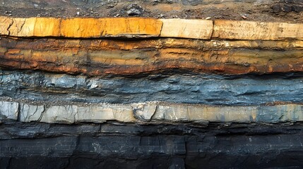 Layered Earth Colors in Open-Pit Coal Mining Landscape