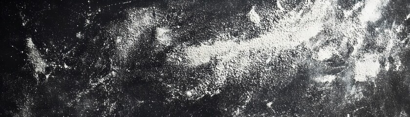 Obraz premium Abstract Texture of White Powder Scattered on a Black Surface