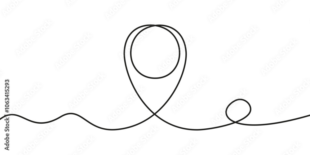 Poster Map pointer in continuous one line, location destination