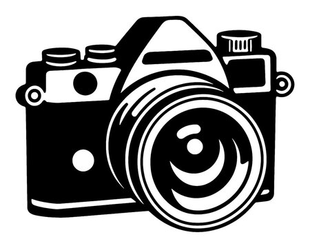 recommend clip art: デジタル一眼レフカメラのシルエットイラスト　透過背景の切り抜き