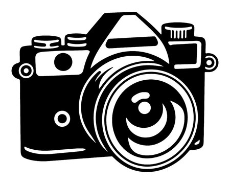 recommend clip art: デジタル一眼レフカメラのシルエットイラスト　透過背景の切り抜き