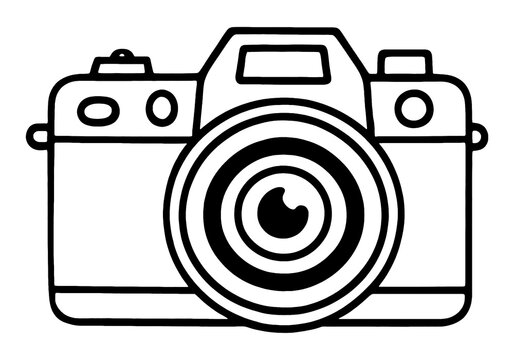 recommend clip art: デジタル一眼レフカメラのシンプルな線画イラスト　透過背景の切り抜き