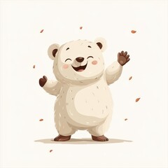 Fototapeta premium Cheerful Chubby Bear Cub Waving for Children