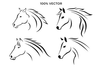 set of Horse head vector logo illustration