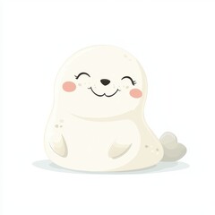 Cute Illustrated Chubby Seal with Smiling Face