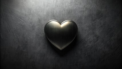 Obraz premium Dark and moody background featuring a bold black heart with metallic silver accents and subtle texture, perfect for adding a touch of edginess to any image, dark backgrounds, illustrations, gothic
