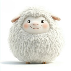 Obraz premium Cute Fluffy Sheep Character for Children