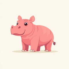 Obraz premium Cute Illustrated Hippo with Small Ears
