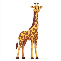 Fototapeta premium Joyful Illustrated Giraffe with Long Neck