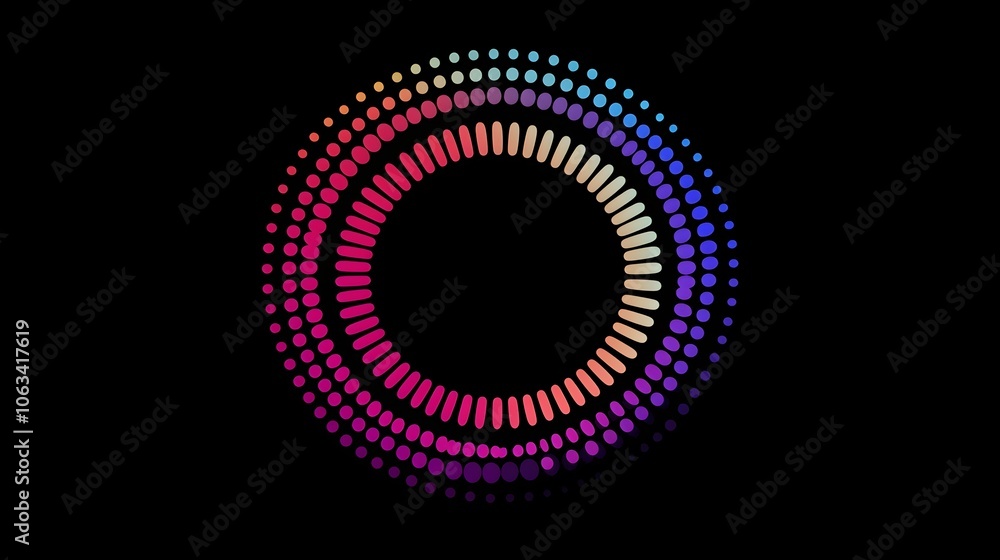 Aufkleber vibrant radial gradient with dynamic circular dots and trail on dark background