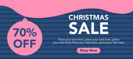 Merry Christmas and Happy New Year in blue Background Template. Vector Illustration for seasonal sale banner, greeting card, poster, cover, web, social media post, print. Winter holidays design