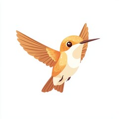Fototapeta premium Charming Illustrated Hummingbird in Flight for Kids