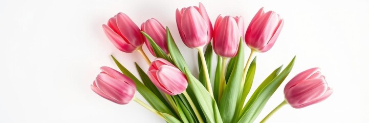 Naklejka premium Lamp bulb surrounded by vibrant pink tulips on white background with clipping path, bloom, isolated