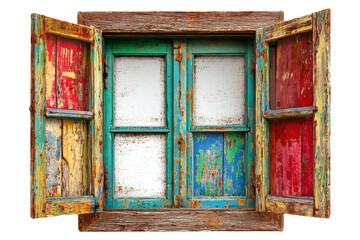 A window with a green frame and a white frame isolated on transparent or white background, png