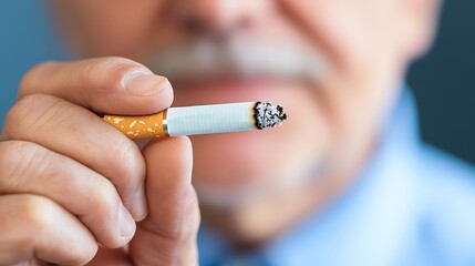 Close-up of a Hand Holding a Half-Smoked Cigarette
