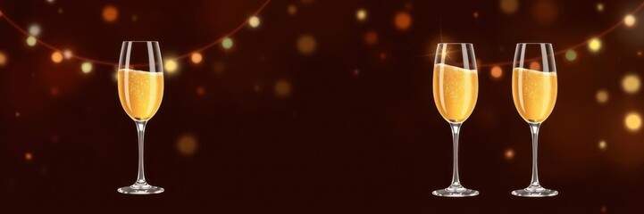 Realistic vector illustration of champagne glass isolated on background, alcohol, vector