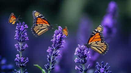 Obraz premium Monarch Butterflies on Lavender