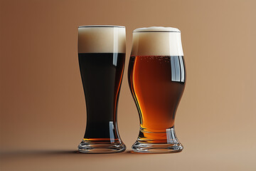 Dark and Amber Beers in Tall Glasses