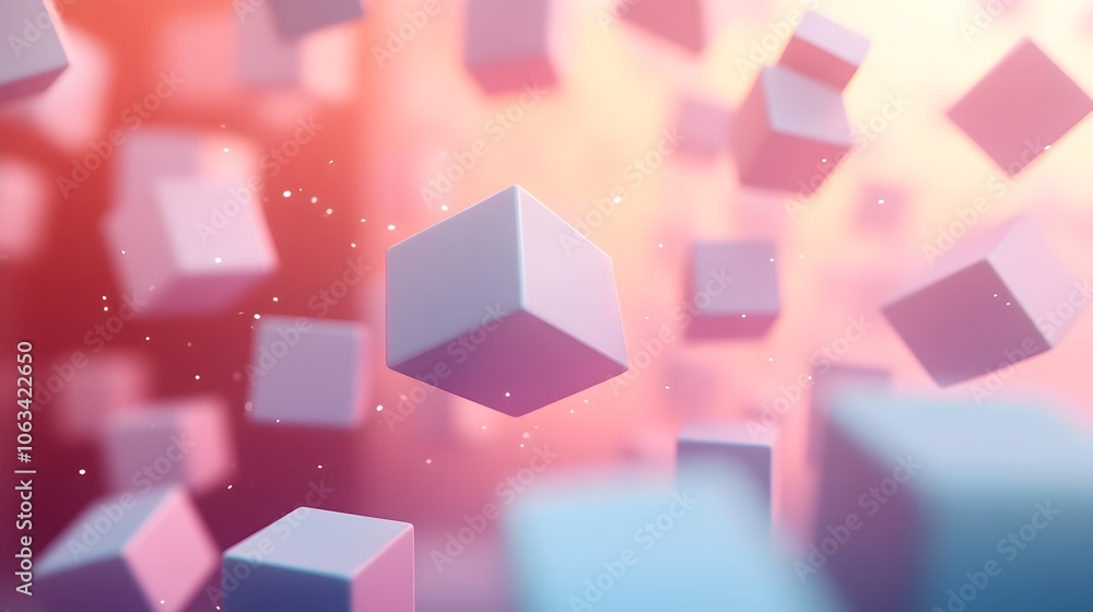Poster expanding cubes of innovation and growth - abstract 3d geometric gradient background