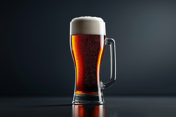Glass of Dark Beer with Handle on Blak lights bcakgrounds