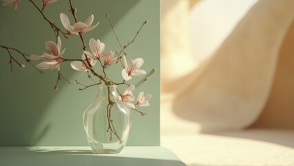 Magnolia flowers in a glass vase