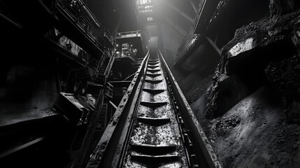 Massive Coal-Transporting Conveyor Belt from Mine to Surface in Mining Industry