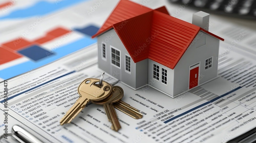 Poster home keys on loan document with interest rate highlighted,path to ownership