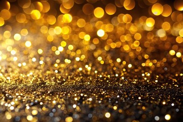 Luxurious gold and black background with sparkling gold and white macro details