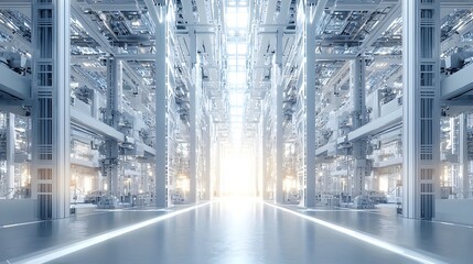 Obraz premium Massive Futuristic 3D Printing Factory with Complex Large Scale Structures