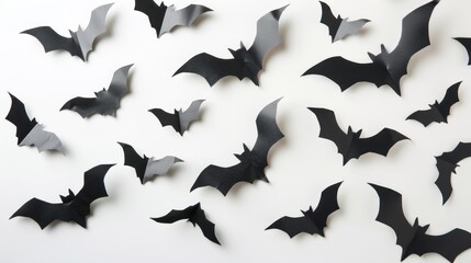 halloween decoration of bats over white background