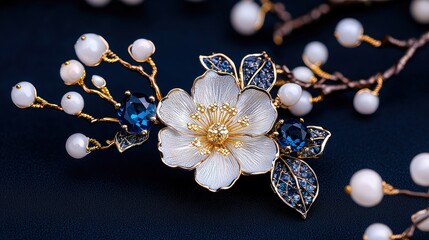 Floral Sapphire Hairpin with Handcrafted Details