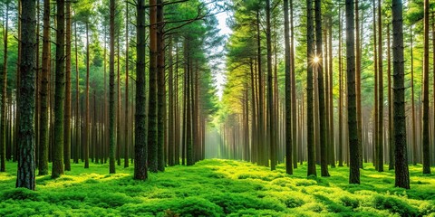 Obraz premium Pine tree forest with cool atmosphere