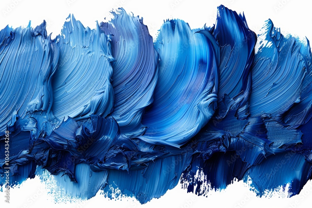 Poster Vibrant blue watercolor strokes creating a unique abstract design with a transparent background suitable for artistic projects and design applications