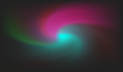 An abstract vector illustration shows a swirling mixture of bright colors—blue and green—emanating from the center against a dark background.
