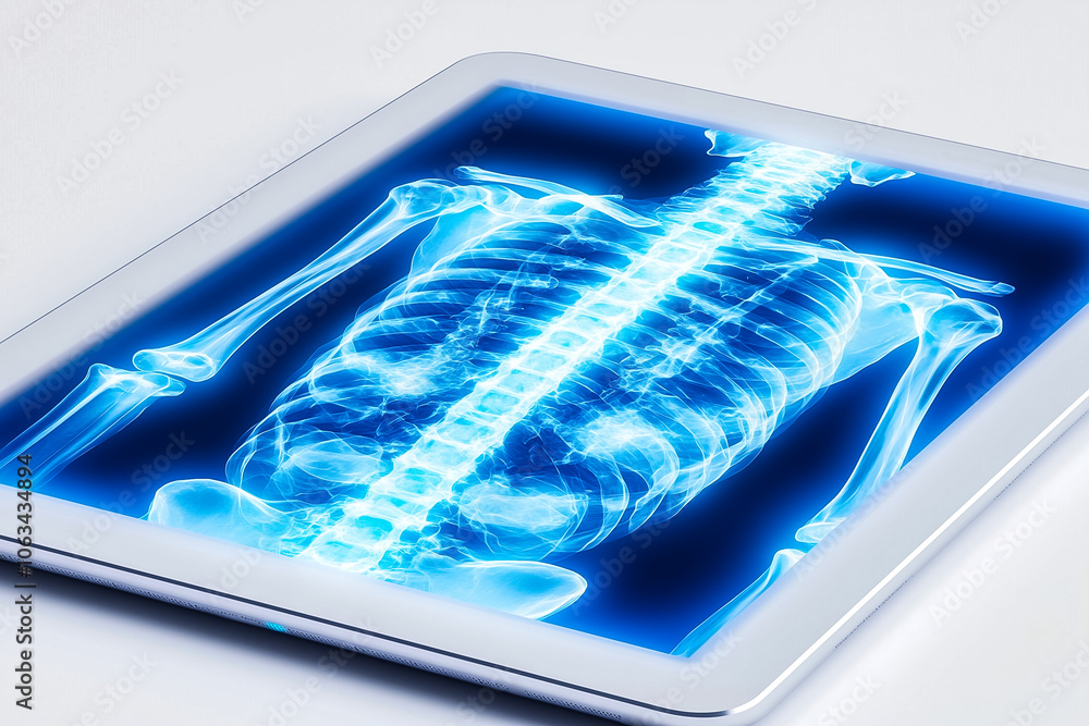 Poster an advanced medical scan displays an intricate view of the human skeleton, enhancing healthcare prac