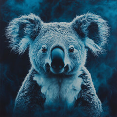 Koala in the Mist: Serene Wildlife Art Print of Australian Nature