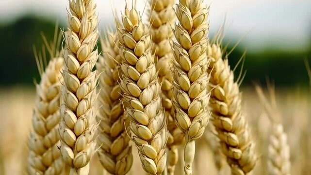 Golden wheat stalks sway in the breeze, a sign of a successful harvest