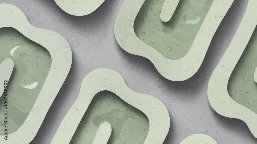 Poster yeast cells illustrated in textured gray and green abstract style on a subtle background for artisti