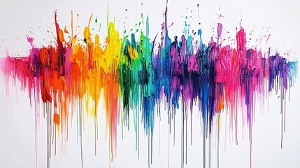 Fototapeta premium Abstract Rainbow Paint Dripping on White Background