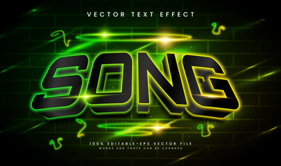 Elegant song green editable vector text effect.  Neon theme, suitable for night event.