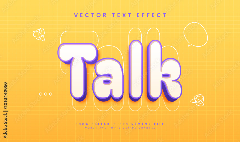 Poster simple talk editable vector text effect. minimalist theme, suitable for communication concept.