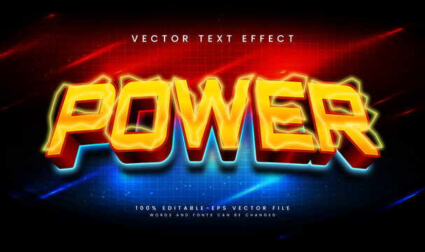 Elegant power editable vector text effect.  Electric thunder theme, suitable for technology event.