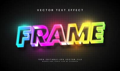 Obraz premium Elegant colorful frame editable vector text effect. Neon theme, suitable for night event.