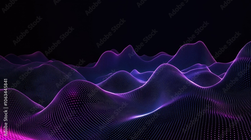 Poster abstract waves of light and color in dark background