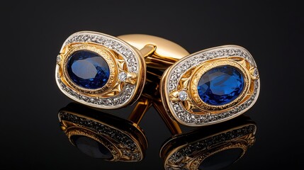 Elegant Sapphire Cufflinks with Cabochon Stones