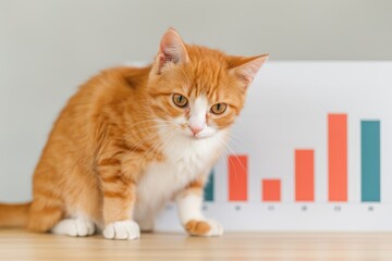 Orange Tabby Cat with a Bar Graph.